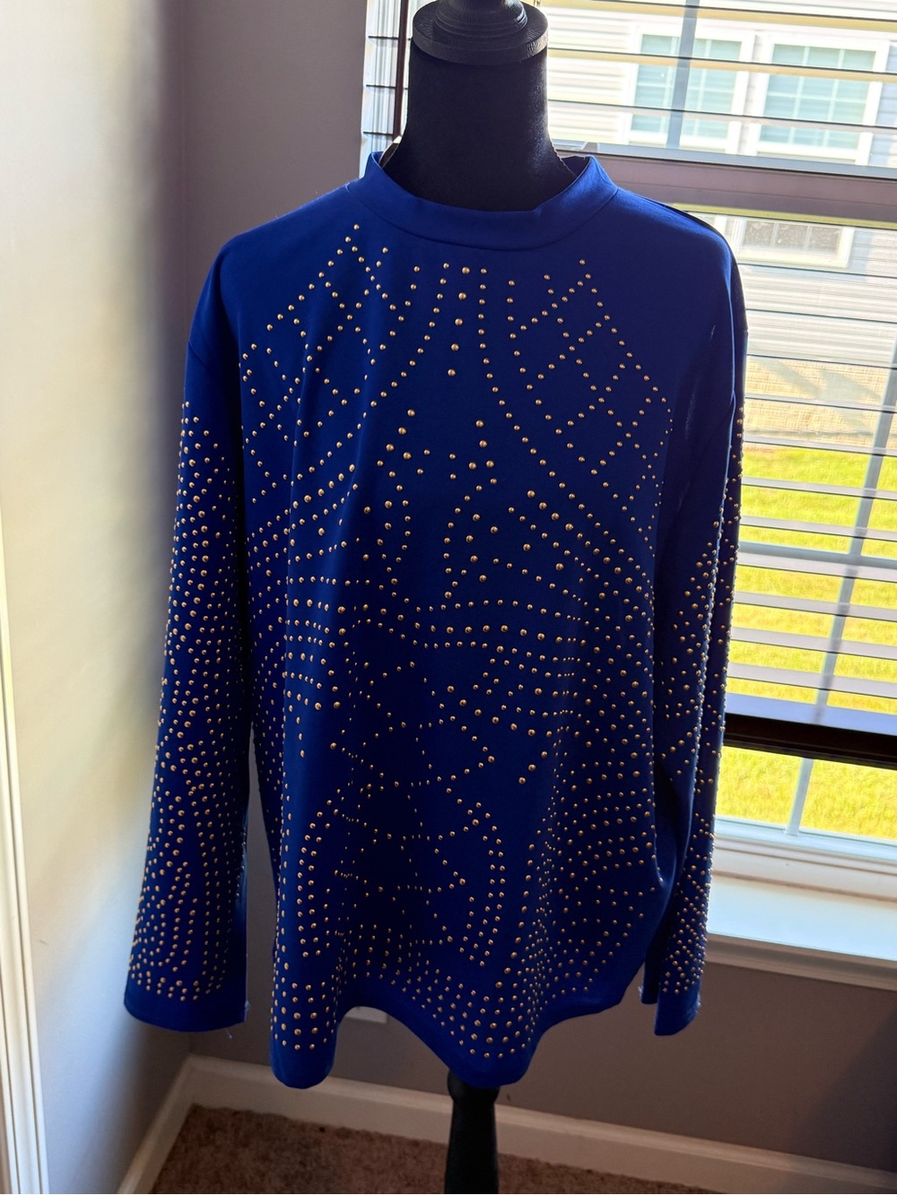 NWT Royal Blue Gold Studded Tunic Top Plus 3X